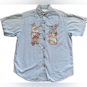 Casey & Max vintage 90’s embroidered button down shirt size M
